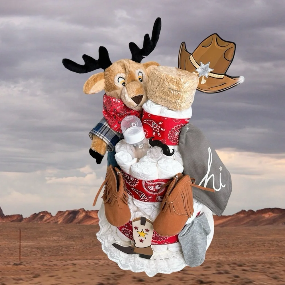 Cowboy Wild West Diaper Cake, Western Theme